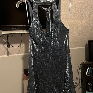 Grey/blue velvet romper